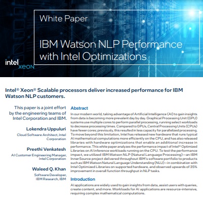 IBM Watson NLP Performance with Intel Optimizations